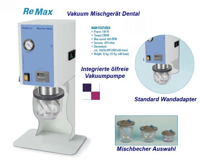 Vakuum Mischgerät  Gips und Einbettmassen REMAX Tischgerät