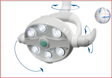 Dental LED Dental- OP-Leuchte zur Unit-Montage mit Arm.  Mit Geräteadapter nach Wahl.  Unser Preis-/Leistungssieger
